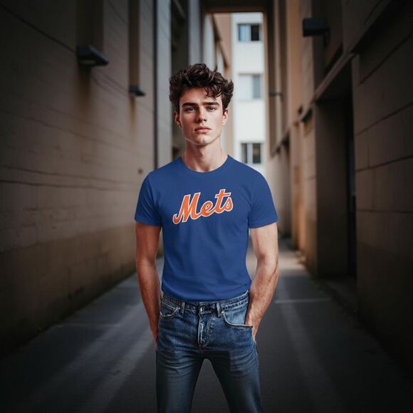 Majestic New York Mets Blue Short Sleeve T Shirt Size XXL 2XL 2X #73 - Picture 1 of 5